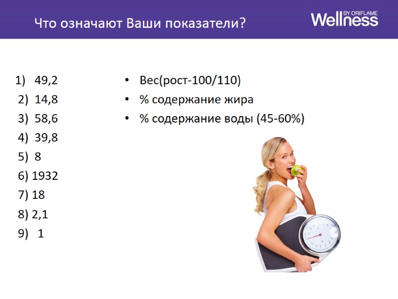 Что означают Ваши показатели? 1)   49,2   2)  14,8 